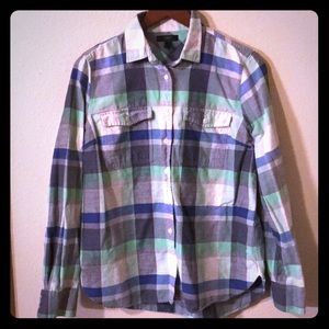 J Crew Plaid Button Up Shirt Sz 8